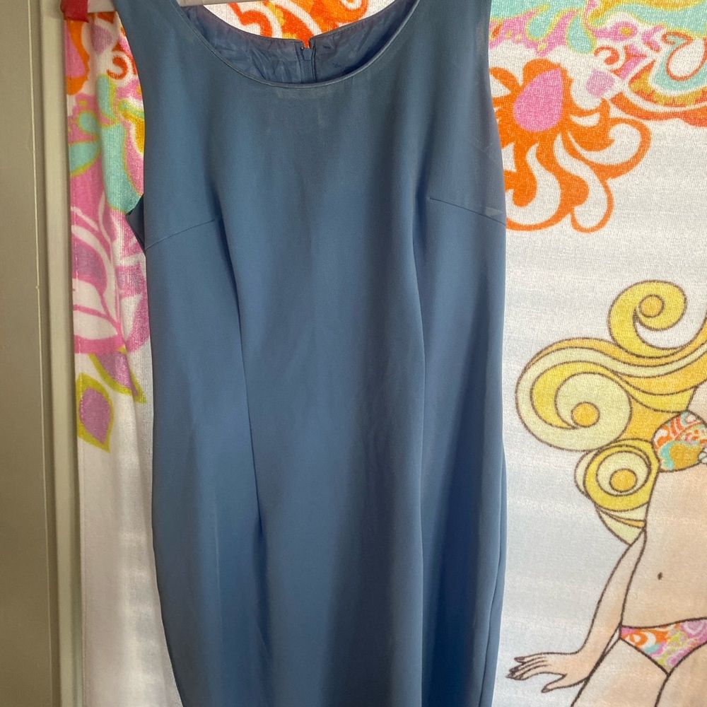 Blue Sheath Mini Dress with Scoop Neck for Wedding Guest